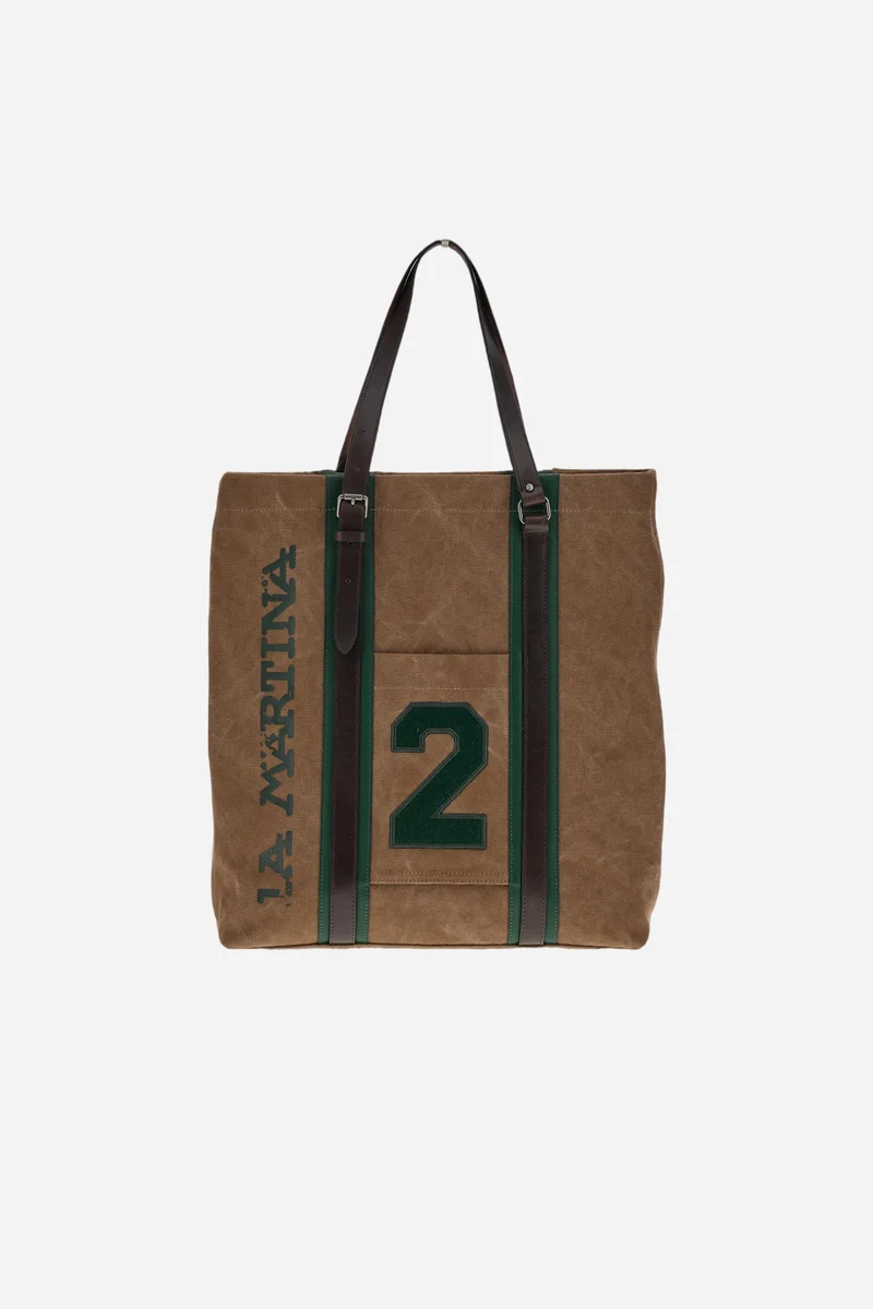 Tote-Bag aus gewaschenem Canvas und Leder – Nicola