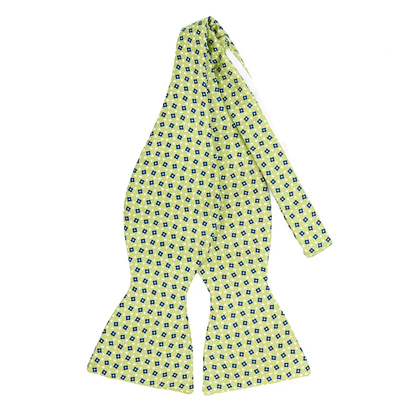 LIGHT GREEN SELF-TIE PRINTED SILK BOWTIE