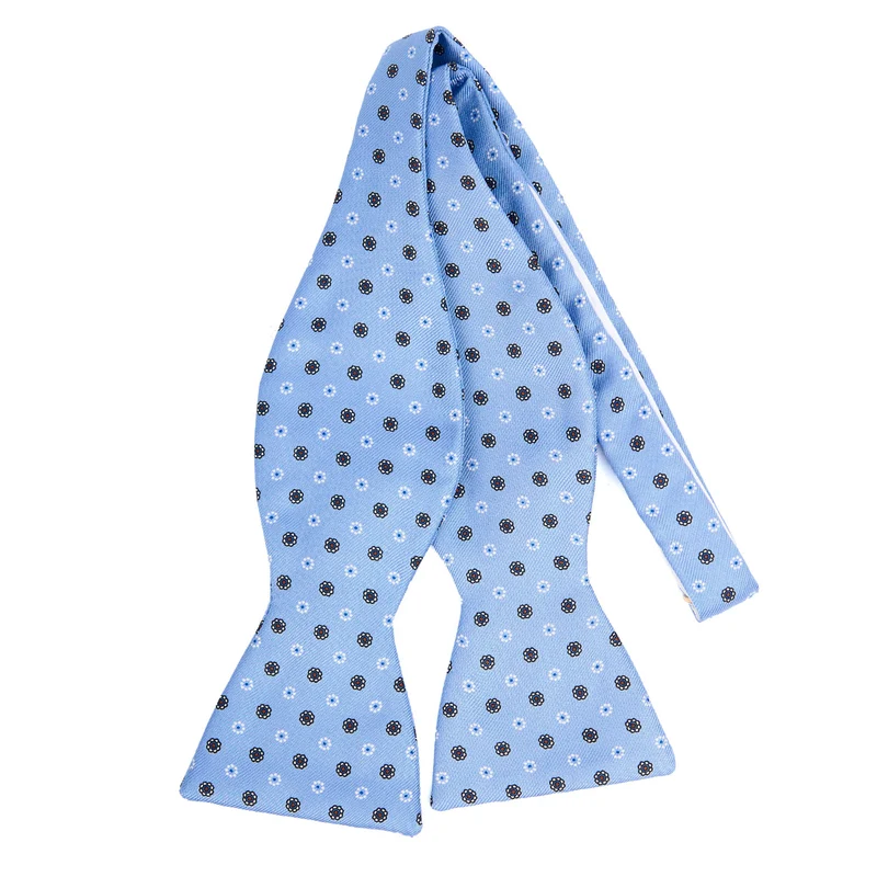 LIGHT BLUE SELF-TIE PRINTED SILK BOWTIE