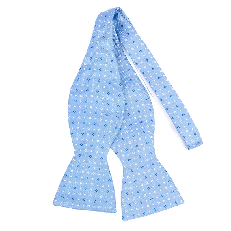 LIGHT BLUE SELF-TIE PRINTED SILK BOWTIE