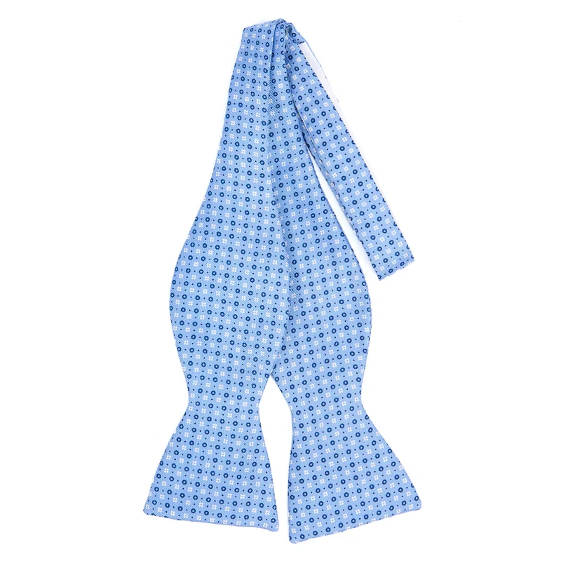 LIGHT BLUE SELF-TIE PRINTED SILK BOWTIE