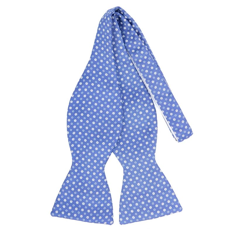 POWDER BLUE SELF-TIE PRINTED SILK BOW TIE