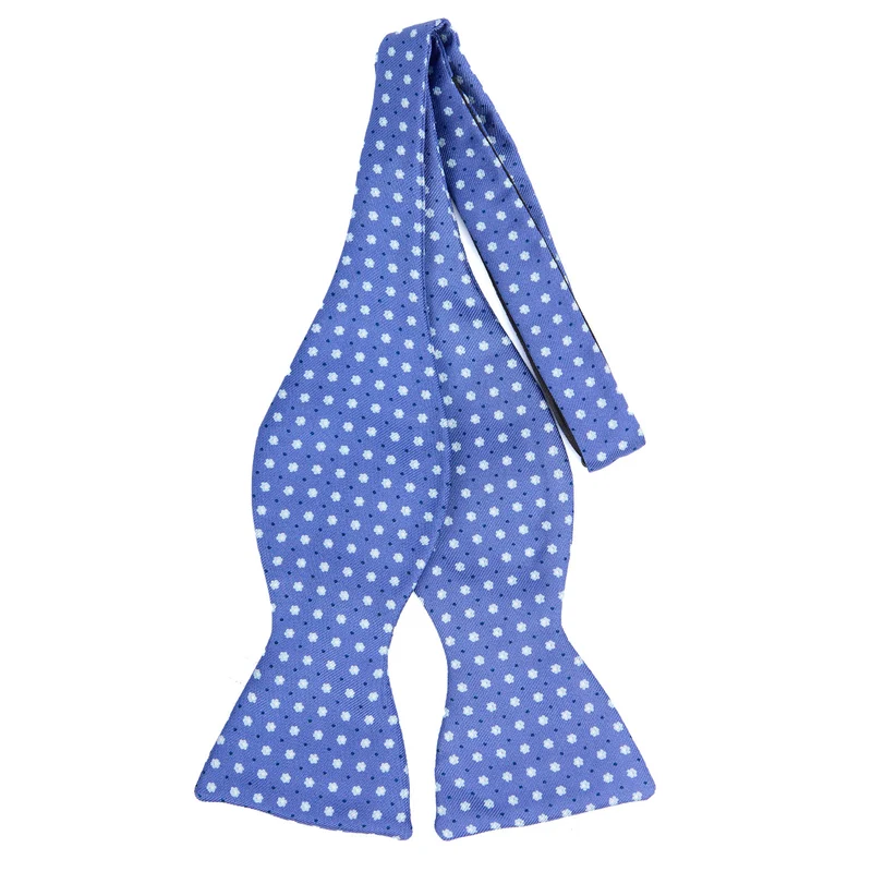 POWDER BLUE SELF-TIE PRINTED SILK BOW TIE