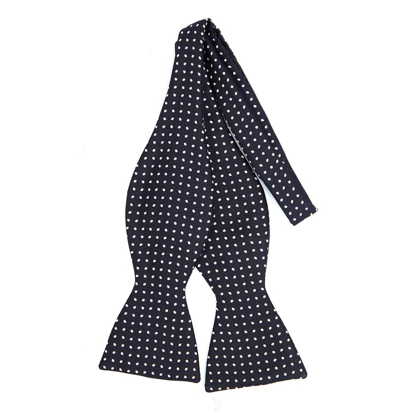 DARK BLUE SELF-TIE PRINTED SILK BOWTIE
