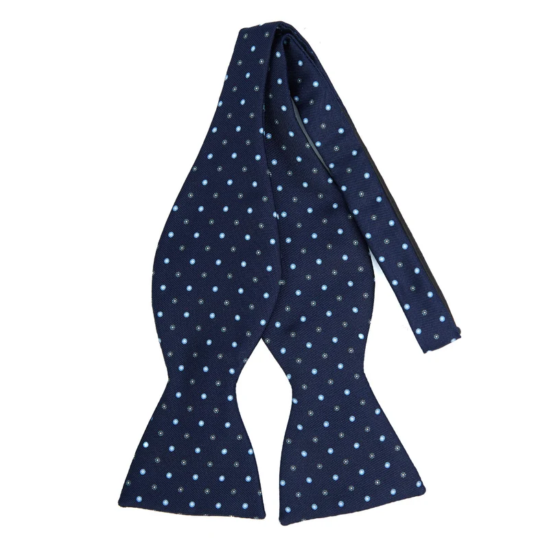 DARK BLUE SELF-TIE PRINTED SILK BOWTIE