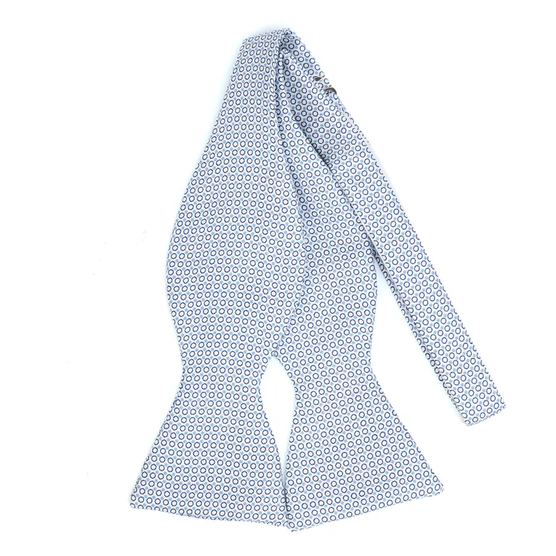 WHITE SELF-TIE PRINTED SILK BOWTIE