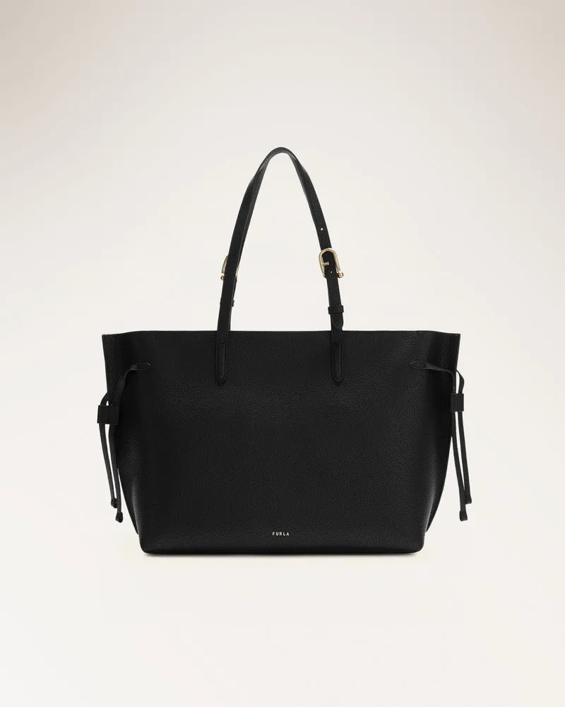 Ava L Tote W/zip Nero+nero