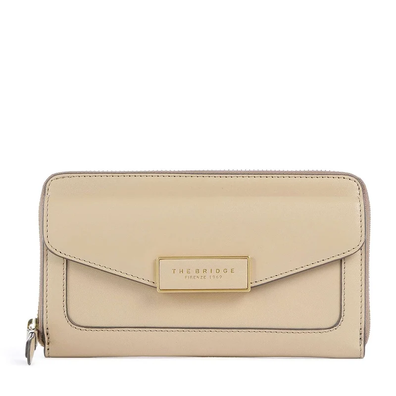 Portafoglio Donna Zip Around THE BRIDGE linea Ginevra in Pelle color Burro