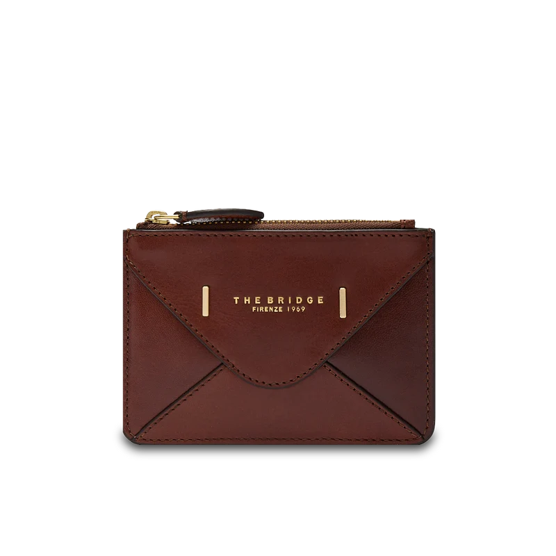 Portacarte in pelle compatto con zip