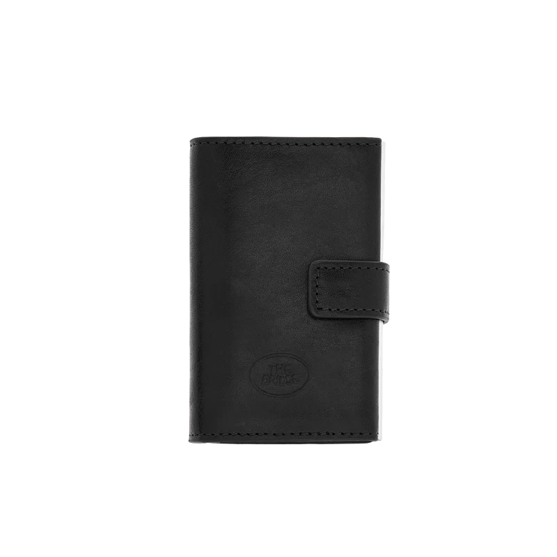 Portacarte in pelle a scatto con protezione rfid