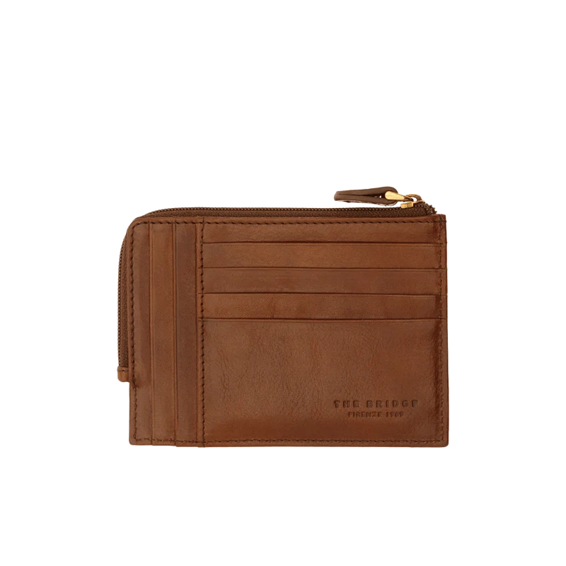 Portacarte in pelle con zip