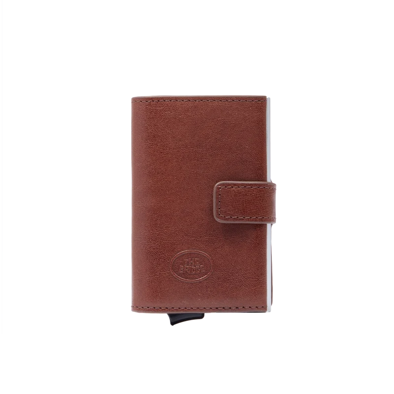 Portacarte in pelle a scatto con protezione rfid
