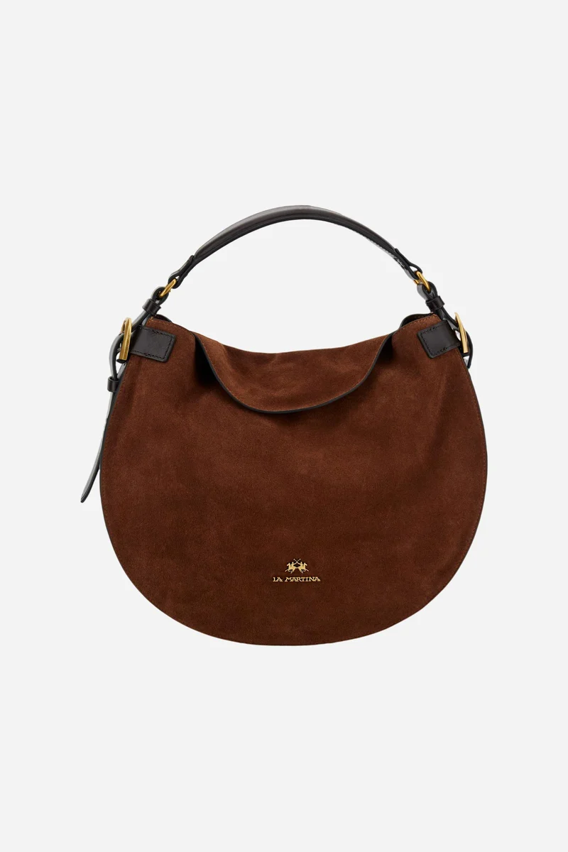Hobo-Bag aus Veloursleder mit Lederdetails - Luna Hobo