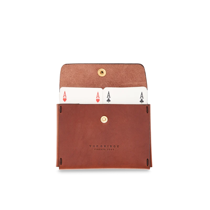 Porta carte da gioco doppioo con carte in pelle