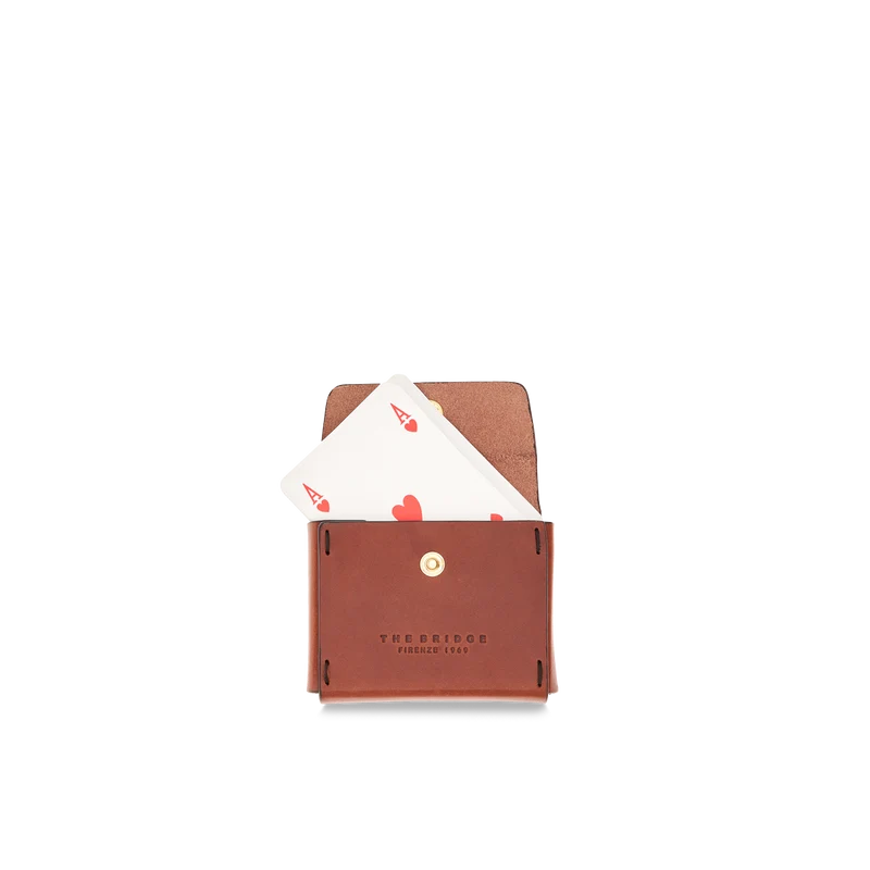 Porta carte da gioco singolo con carte in pelle