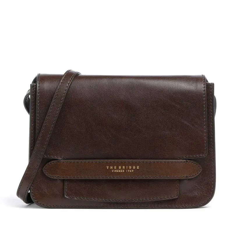 Borsa Donna a Tracolla Grande THE BRIDGE linea Lucrezia in Pelle color Moka