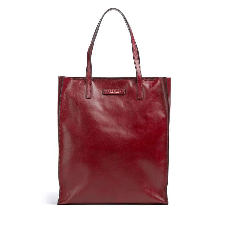 Borsa Donna Shopper Verticale THE BRIDGE linea Mirra in Pelle Rosso Barolo