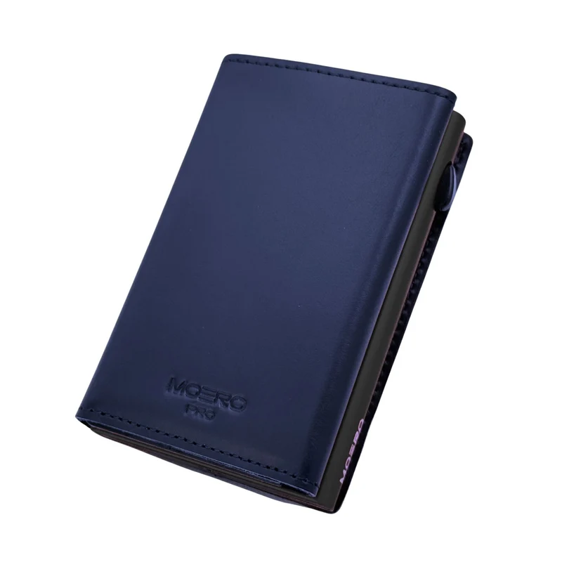 Moero PRO Prestige – Portafoglio in Vera Pelle, RFID e Chiusura Magnetica – Blu