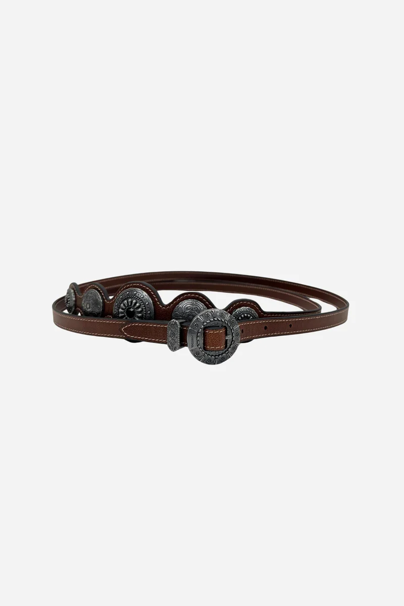 Damen-Gürtel aus Leder mit Conchos - Pampa Soul