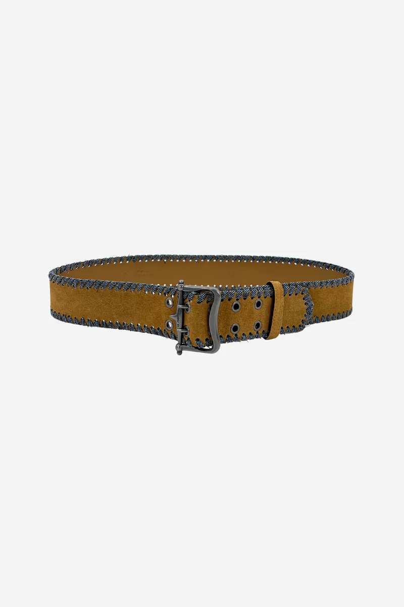 Damen-Gürtel aus Nubukleder und Denim - Ribete