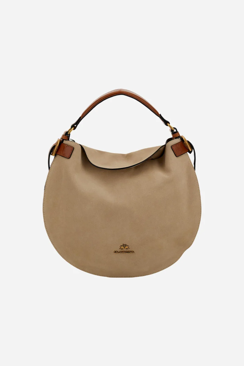 Hobo-Bag aus Veloursleder mit Lederdetails - Luna Hobo