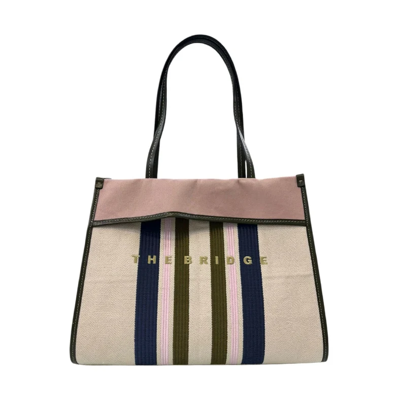 Beach Bag Media THE BRIDGE linea Elisa Wow in Cotone e Pelle Naturale Timo e Rosa