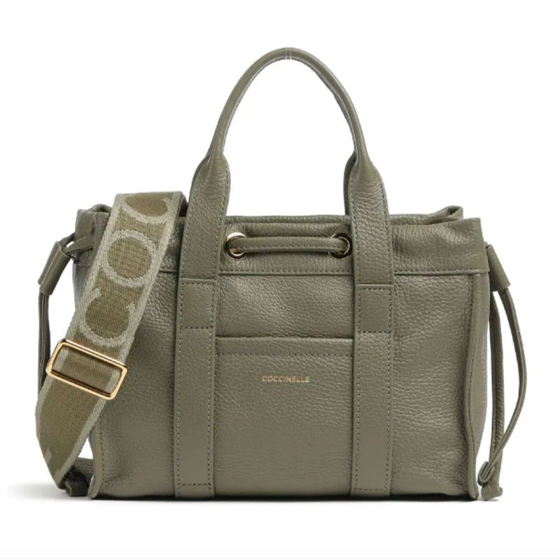 Borsa Donna a Mano COCCINELLE in Pelle Linea 2Day Signature colore Laurel Green
