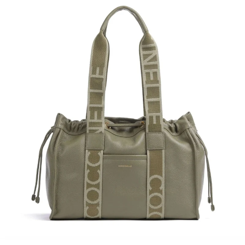 Borsa Donna a Spalla COCCINELLE in Pelle Linea 2Day Signature Medium colore Laurel Green