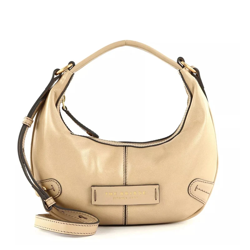 Hobo Bag Mini a Mano THE BRIDGE linea Flavia in Pelle color Burro