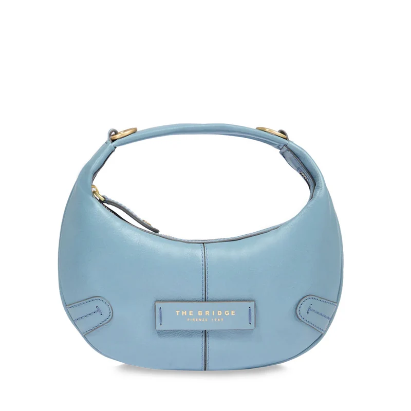 Hobo Bag Mini a Mano THE BRIDGE linea Flavia in Pelle Baby Blu