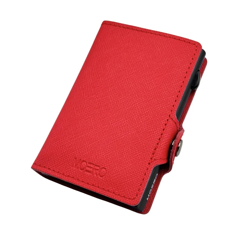 Moero Classic Zip Saffiano – Portafoglio in Vera Pelle Saffiano Antigraffio con Portamonete Zip, Protezione RFID e Chiusura con Bottone – Rosso