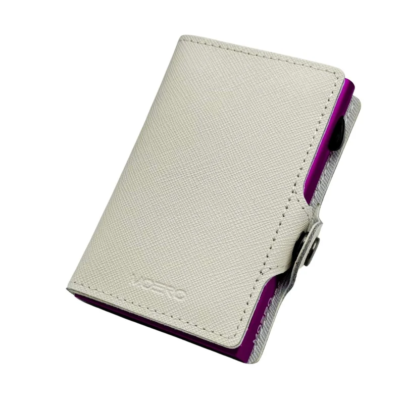 Moero Classic Zip Saffiano – Portafoglio in Vera Pelle Saffiano Antigraffio con Portamonete Zip, Protezione RFID e Chiusura con Bottone – Bianco
