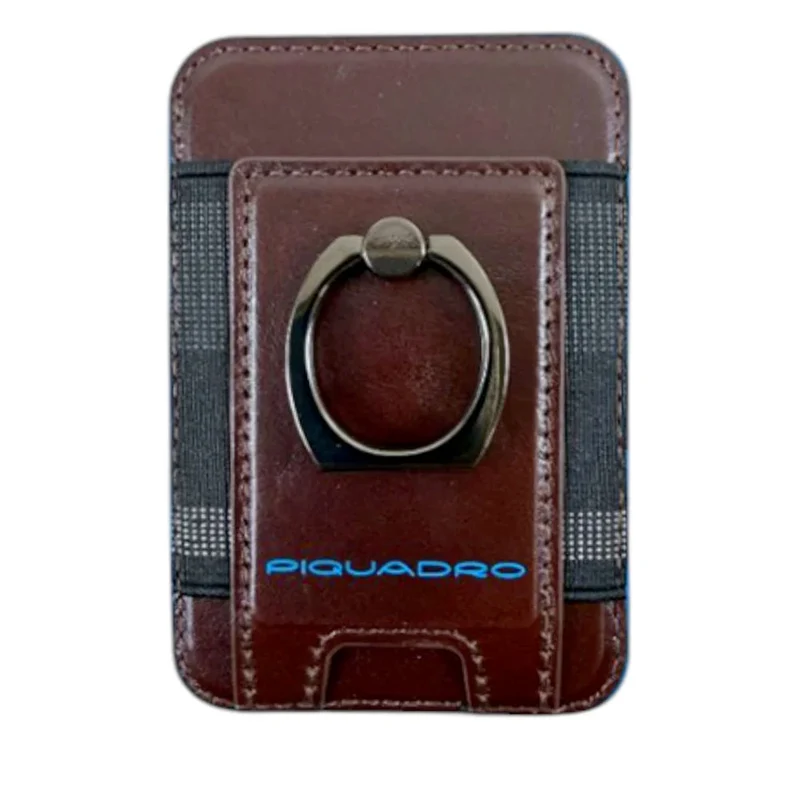 Portacarte PIQUADRO MagSafe in Pelle con Anello Colore Mogano Linea Blue Square - PP7284B2R