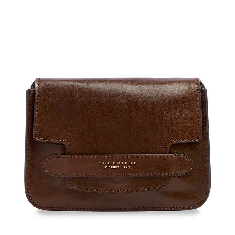 Borsa Donna a Tracolla Media THE BRIDGE linea Lucrezia in Pelle color Moka