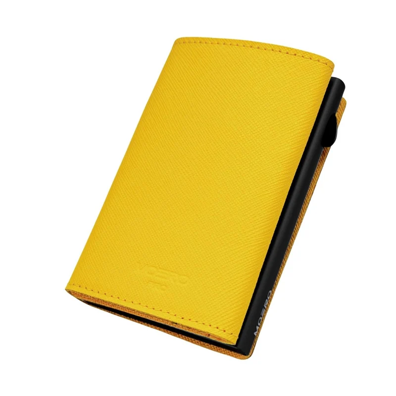 Moero PRO Saffiano – Portafoglio in Vera Pelle Saffiano Antigraffio con RFID e Chiusura Magnetica – Giallo