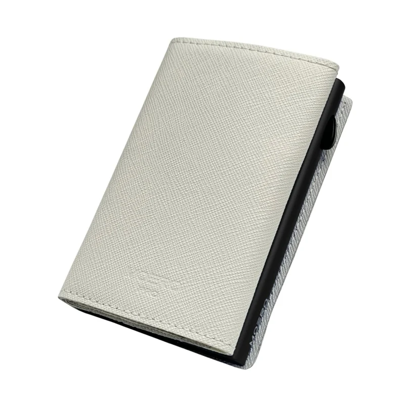 Moero PRO Zip Saffiano – Portafoglio in Vera Pelle Saffiano Antigraffio con Portamonete Zip, RFID e Chiusura Magnetica – Bianco
