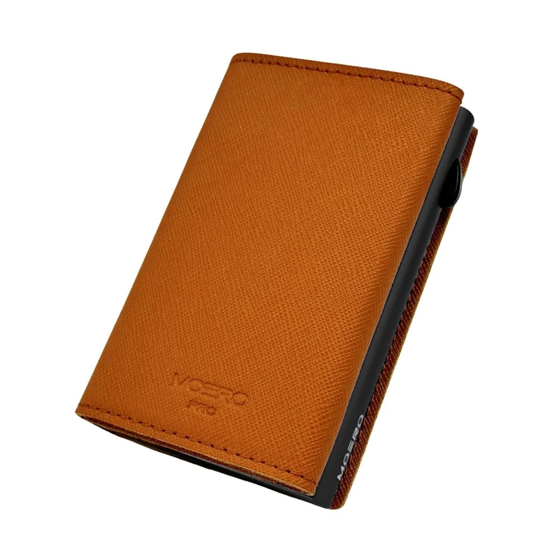 Moero PRO Zip Saffiano – Portafoglio in Vera Pelle Saffiano Antigraffio con Portamonete Zip, RFID e Chiusura Magnetica – Ghianda