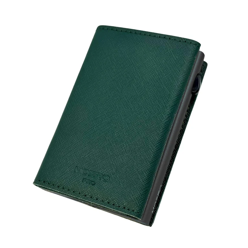Moero PRO Saffiano – Portafoglio in Vera Pelle Saffiano Antigraffio con RFID e Chiusura Magnetica – Verde Foresta