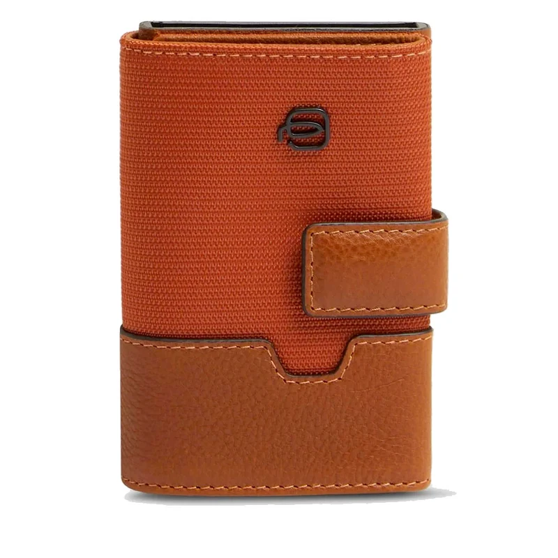 Portacarte PIQUADRO in Pelle e Tessuto e Alluminio con RFID Arancione - Cuoio - PP5649W138R