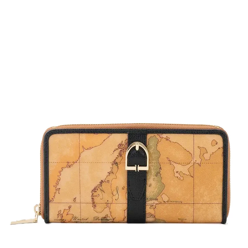 Portafoglio Donna Zip Around 1A Classe Alviero Martini linea Valley Geo Nero e Geo Classic PP01