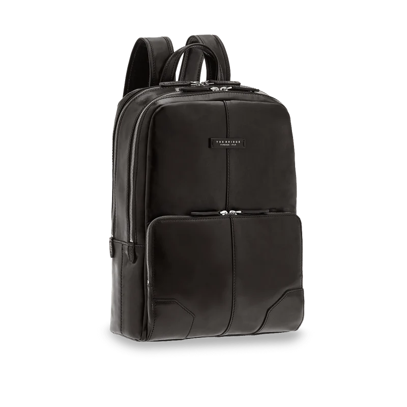Zaino in pelle porta pc uomo due zip