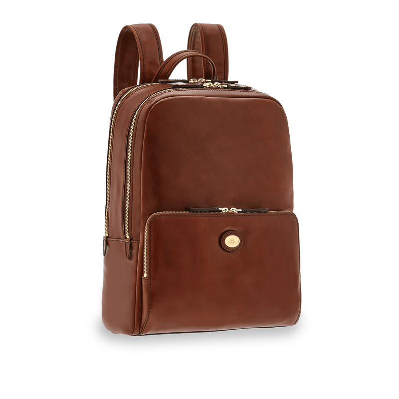 Zaino in pelle porta pc uomo due zip