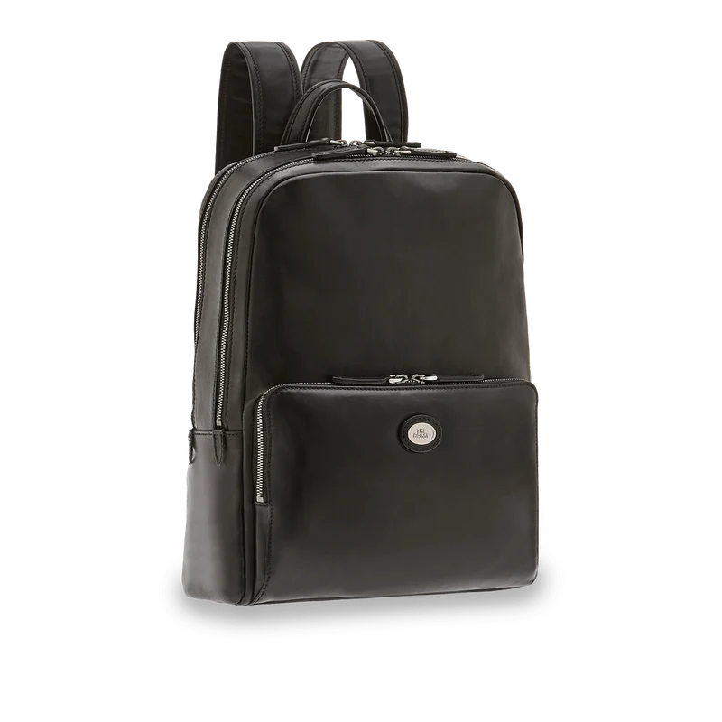 Zaino in pelle porta pc uomo due zip