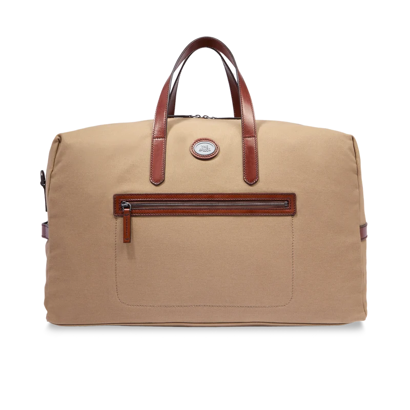 Borsone in pelle e tessuto medium size