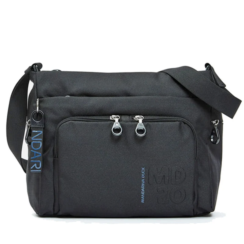 Borsa Donna a Tracolla con Tasca Frontale MANDARINA DUCK in Tessuto Linea MD20 Colore Nero