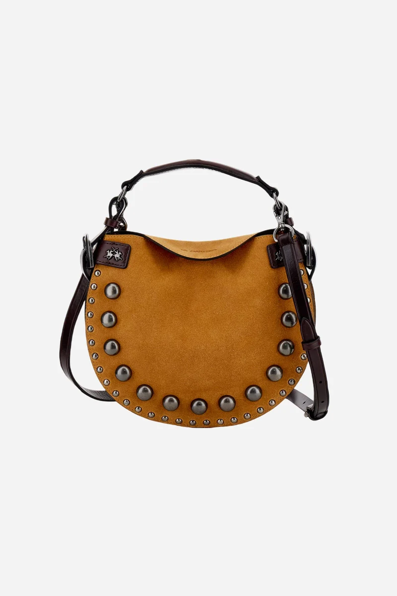 Halbmondtasche aus Wildleder mit dekorativen Nieten – Luna Small Studs