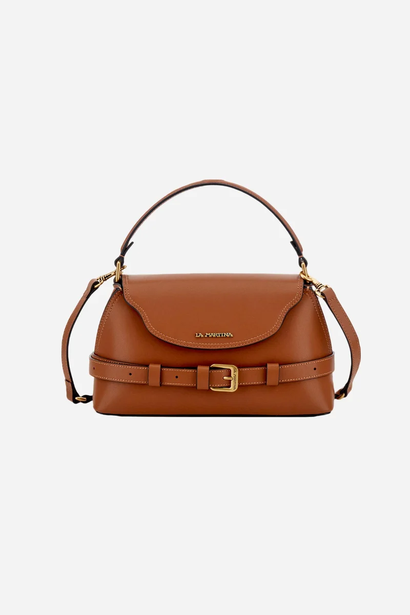 Trapez-Tote-Bag aus Kalbsleder mit Klappe – Selva Small
