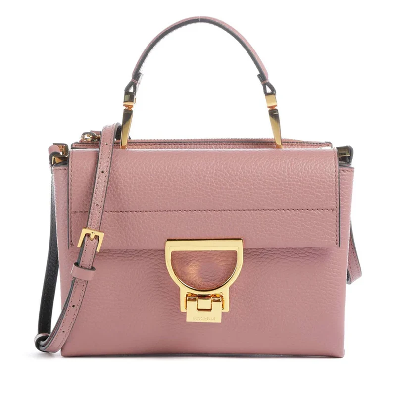 Borsa Donna a Mano con Tracolla COCCINELLE Linea Arlettis in Pelle colore Winter Rose