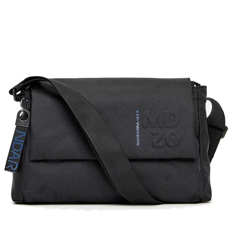 Borsa Donna a Tracolla MANDARINA DUCK Chiusa con Pattina in Tessuto colore Nero Linea MD20