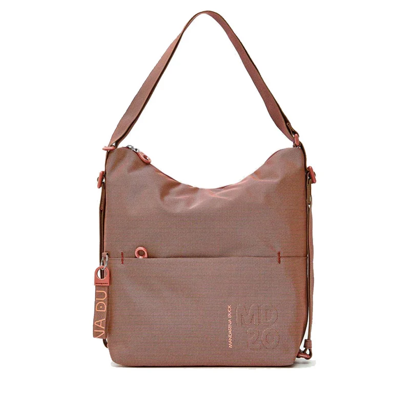 Borsa Donna a Spalla MANDARINA DUCK linea MD20 in Tessuto Pecan Nut con Portabilità Anche a Zaino